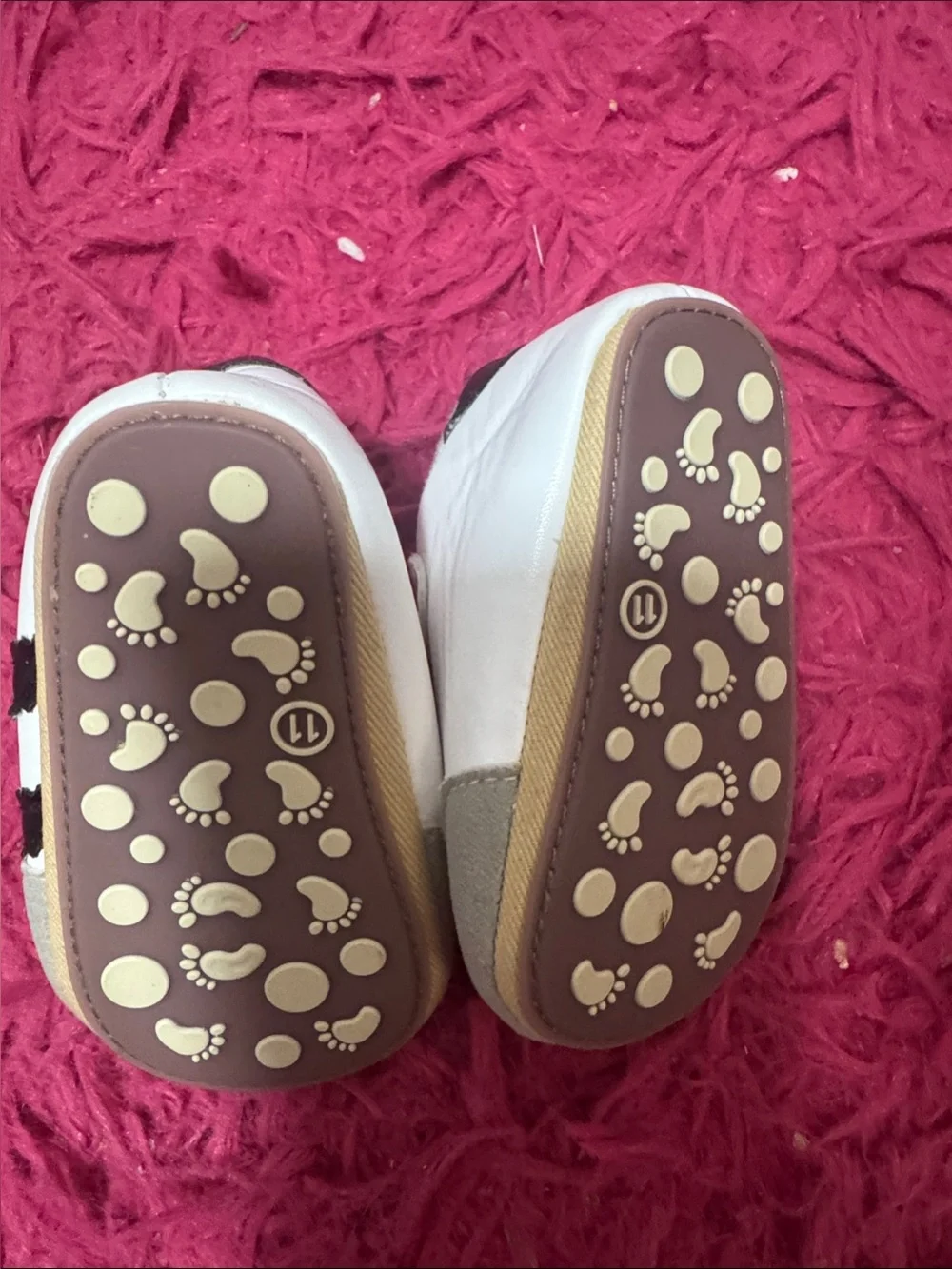White and Gray Baby Walker Shoes with Black Stripes - Unbranded